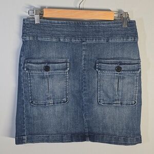 Trendy LOFT Denim Mini Skirt Womens Size 2 Sz 26 blue Front Pockets Trendy cute